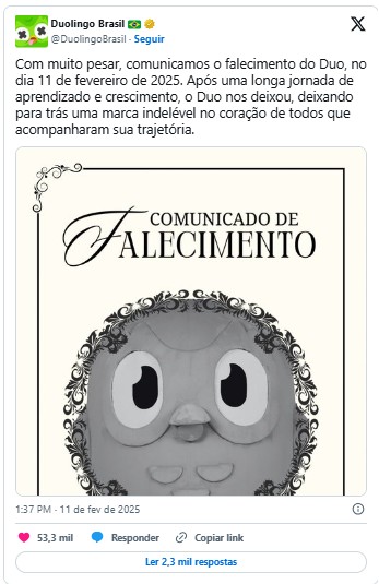 Post da Morte do Duolingo