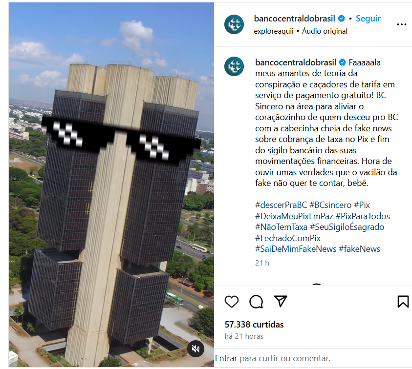 Post do Banco Central no Instagram