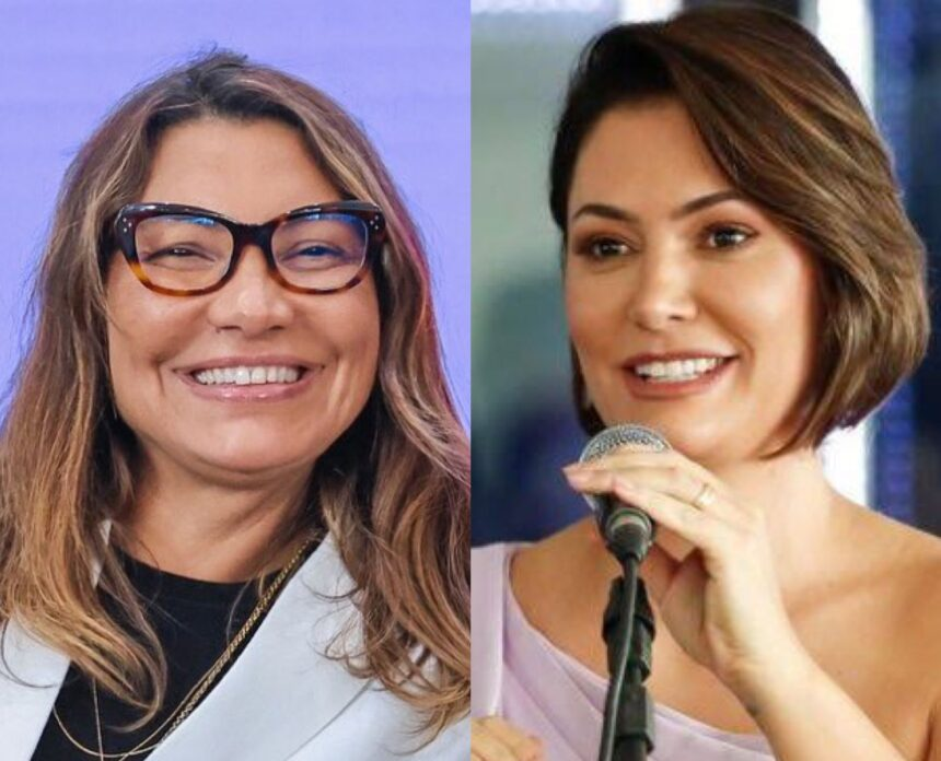 Imagem comparando Michelle Bolsonaro e Janja